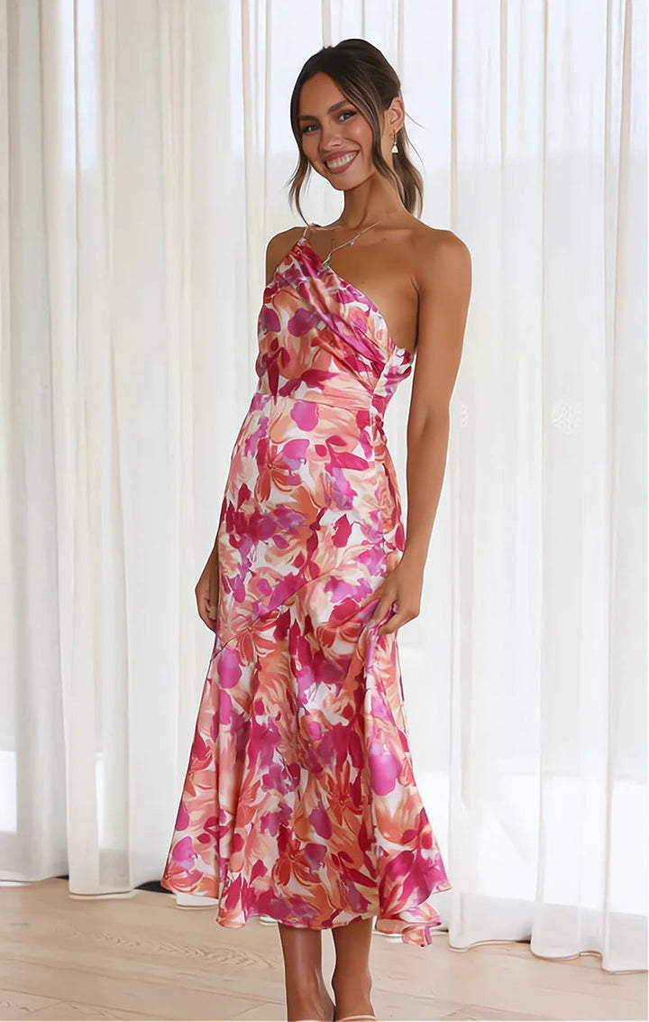 Cynthia - Floral Satin Dress