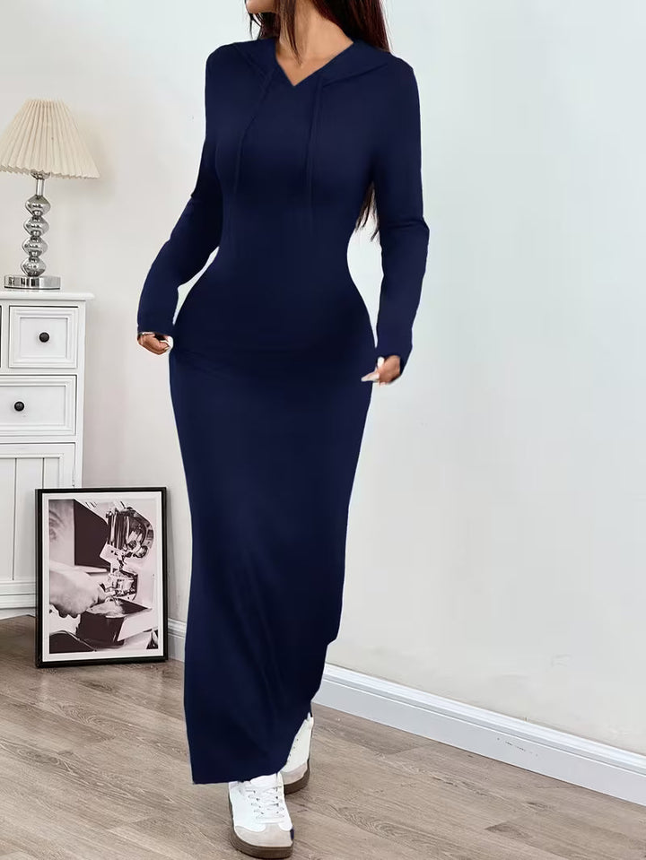 Valeia - Long Sleeve Maxi Dress With Hood