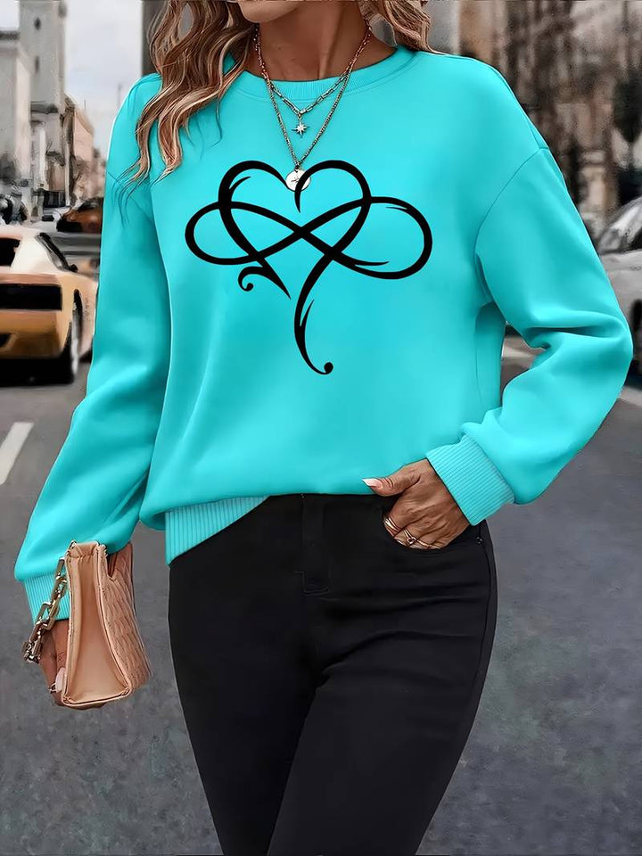 Ahuva - Stylish Long-Sleeve Fleece Sweatshirt With Heart Design