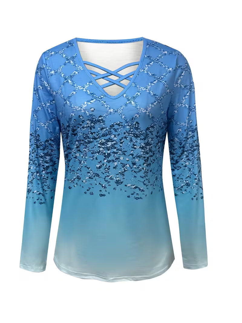 Karita - Casual V-Neck And Long Sleeve Blouse