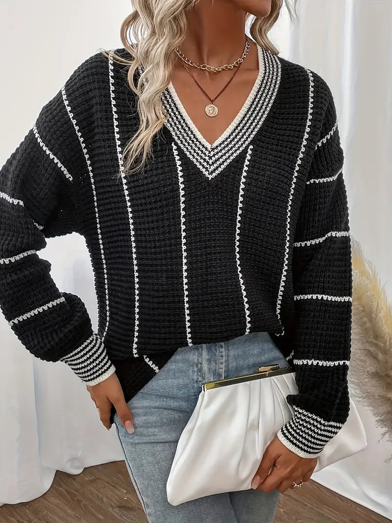 Arellano - Casual Long Sleeve Striped Sweater