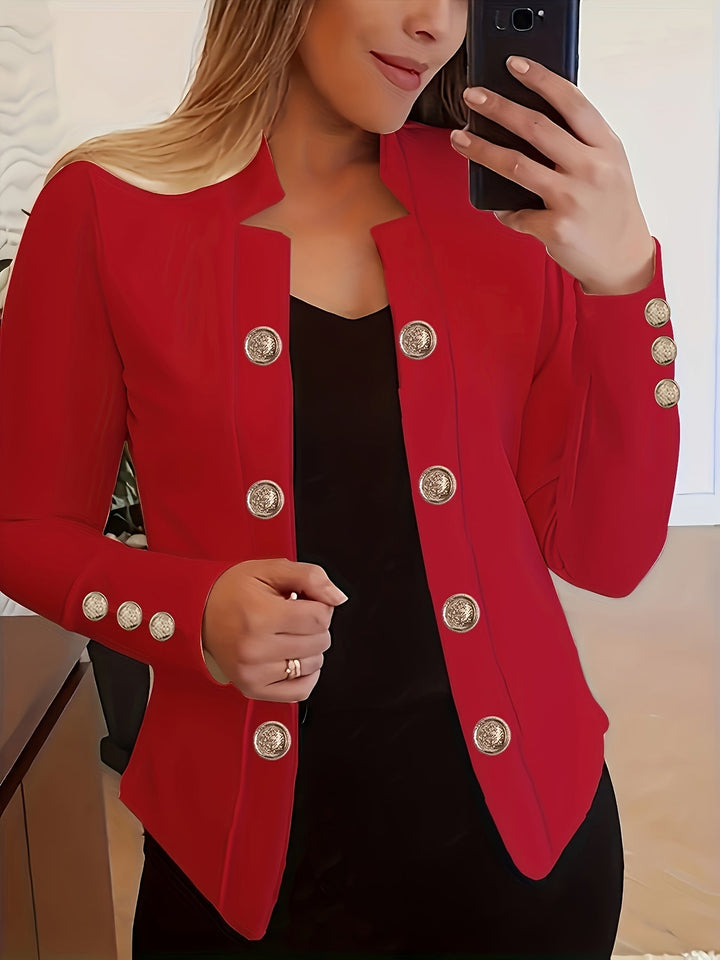 Neriuva - Front Double Breasted Cuff Long Sleeve Blazer