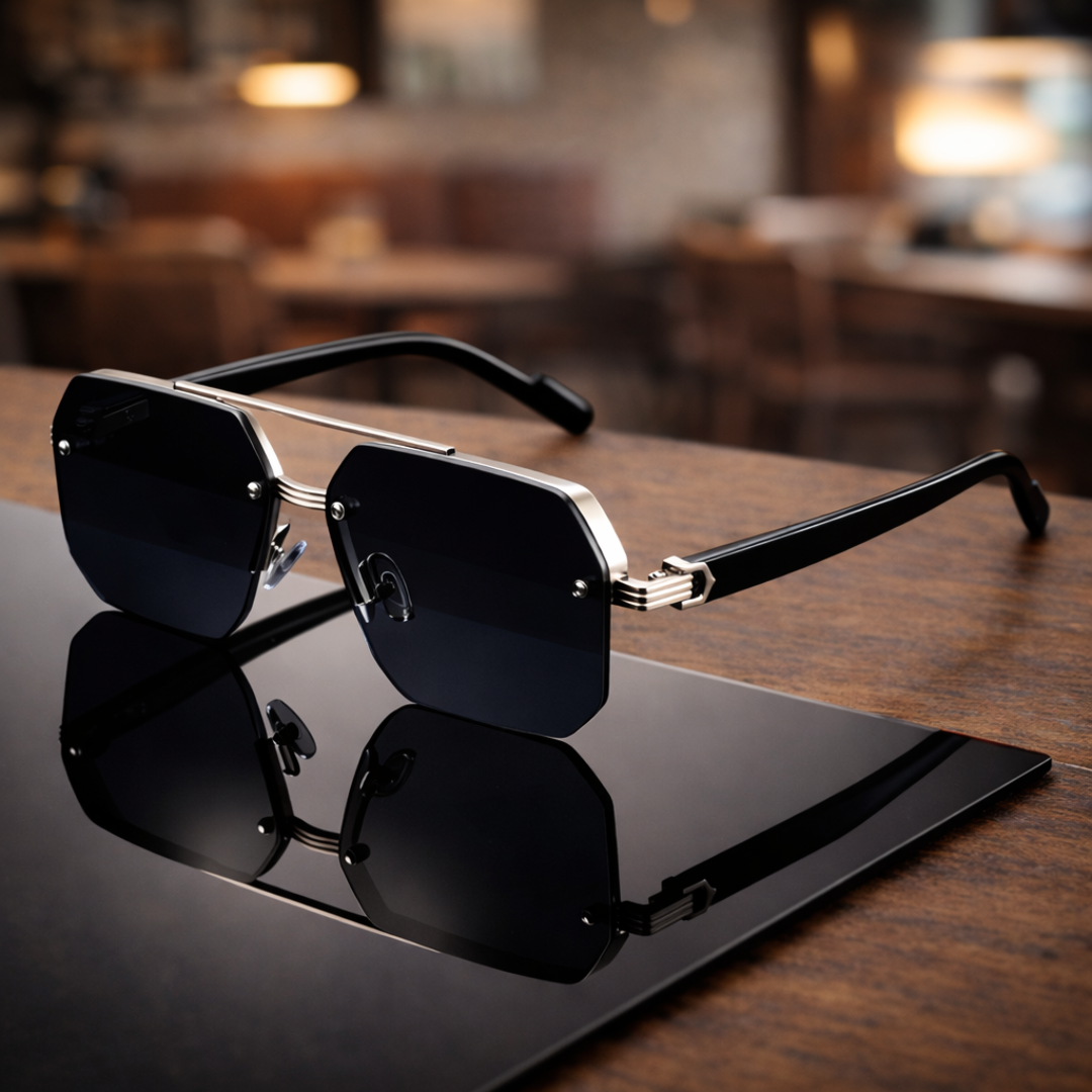NoirEdge - Classic Half Frame Sunglasses