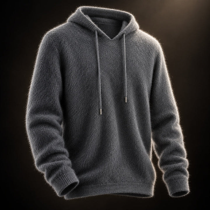 Leopmarek - Knitted Hoodie With Drawstring and Ribbed Cuffs