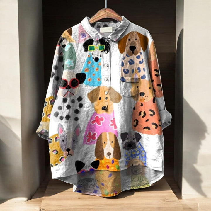 Skaiste - Exclusive Blouse With Dog Print