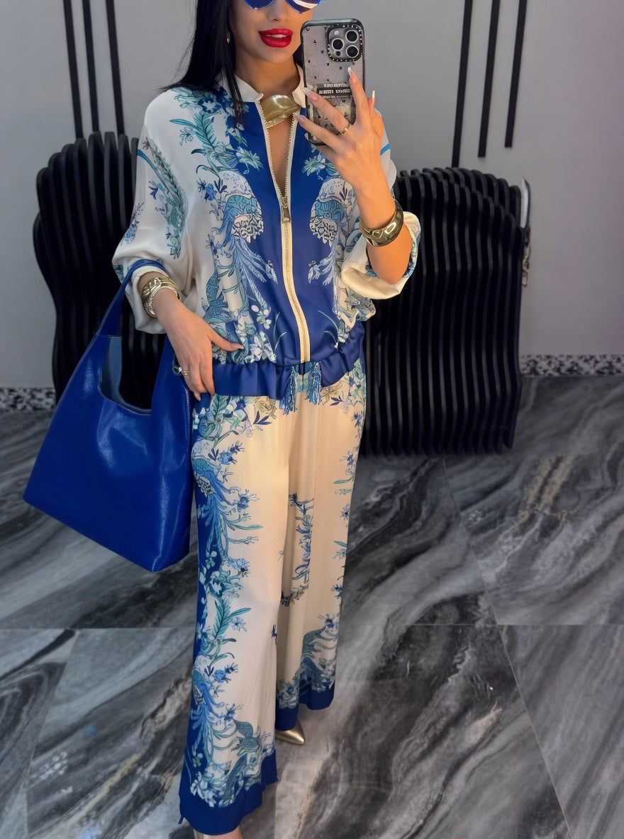 Katya - Elegant Floral Print Two Piece Set