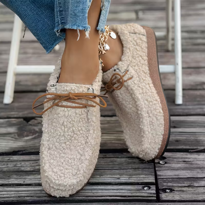 Odeya - Soft Sherpa Lace-Up Shoes