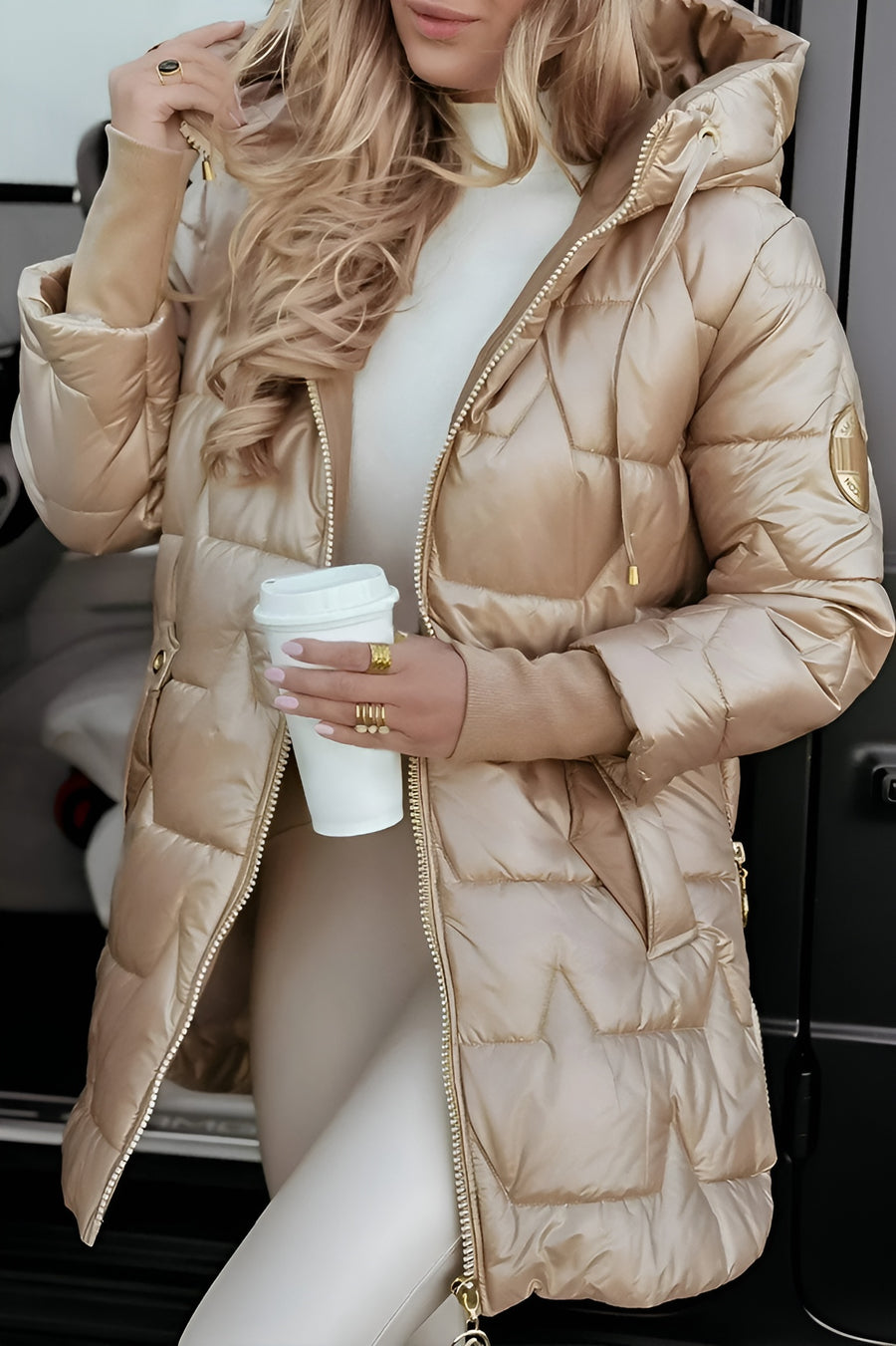 Radina - Elegant Winter Coat With Hood And Padding