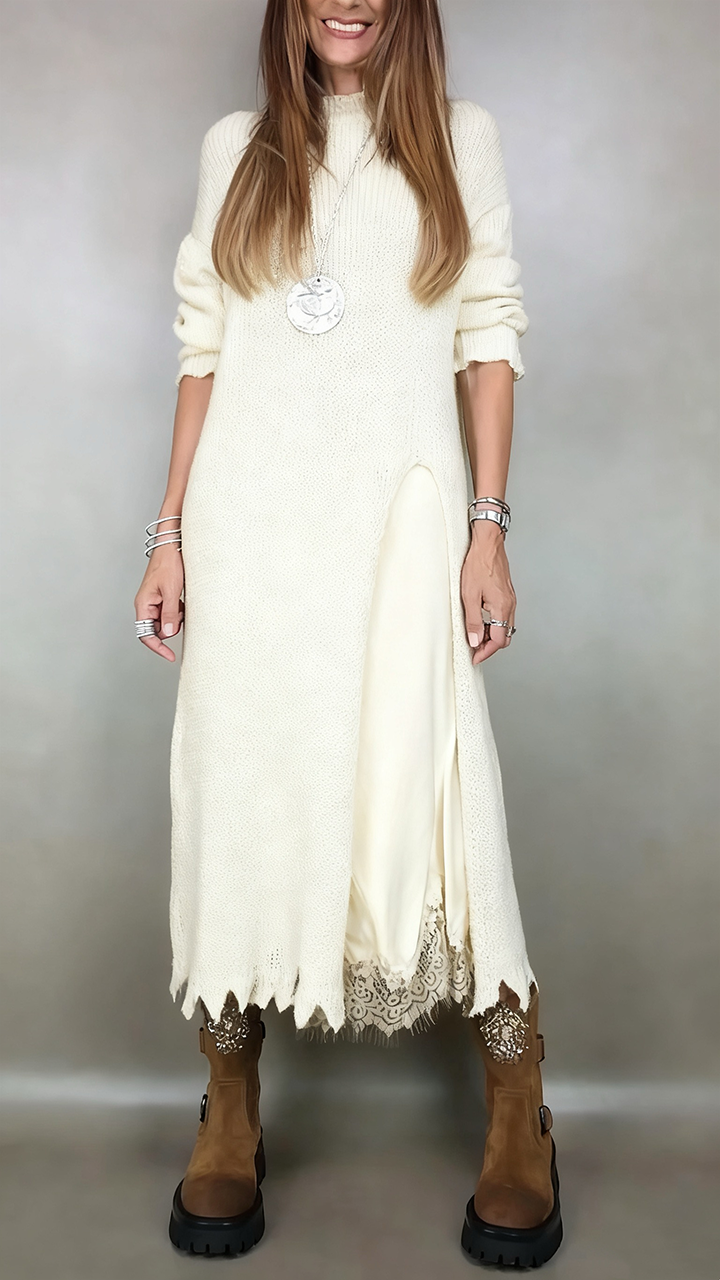 Jesika - Stylish Long Sweater With Dress