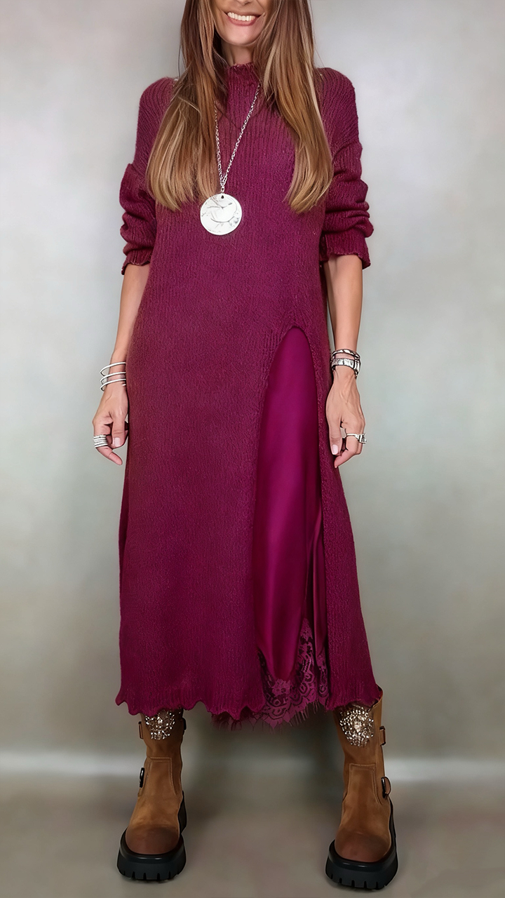 Jesika - Stylish Long Sweater With Dress