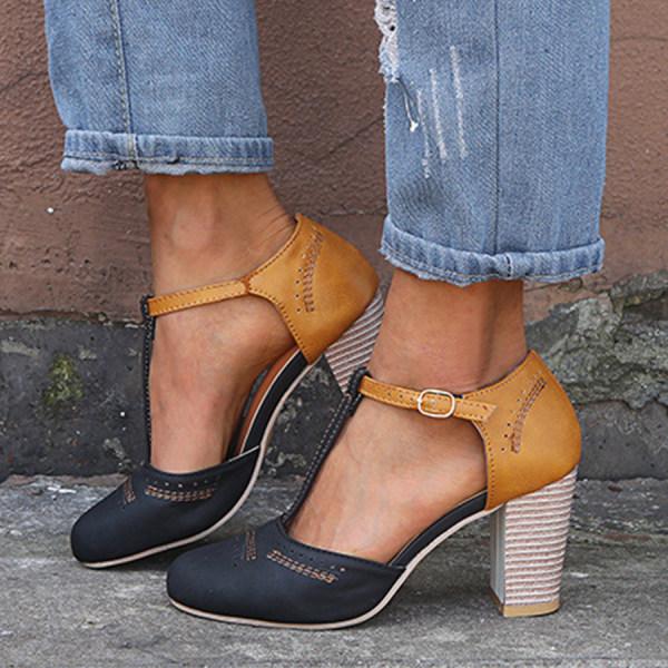 Minha - Chunky Heel Shoes With T-Strap