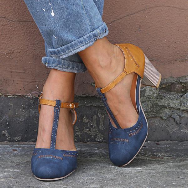 Minha - Chunky Heel Shoes With T-Strap