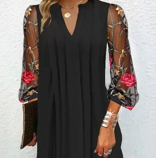 Victoire - Elegant Mini Dress With Sheer Sleeves