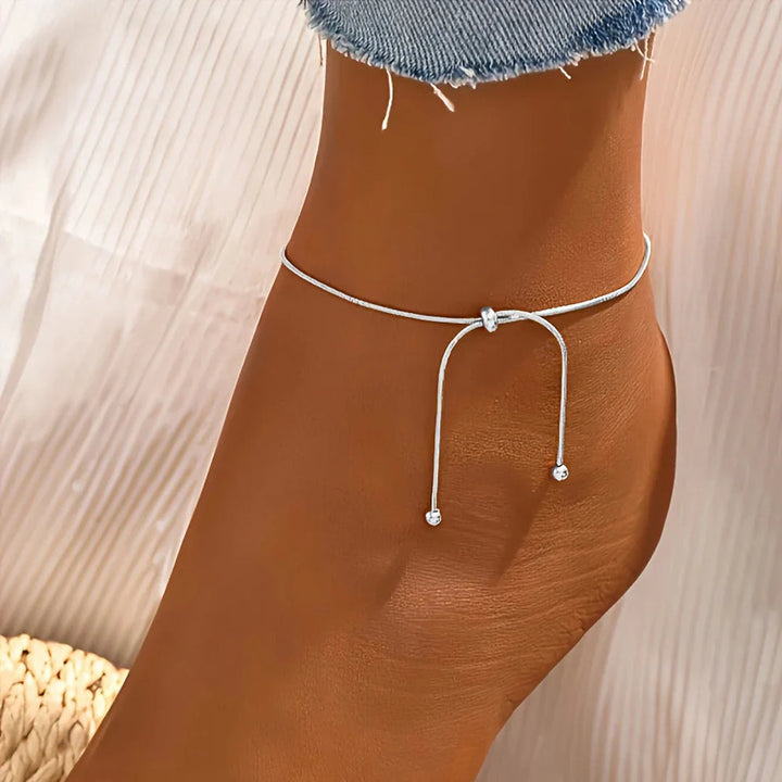 Santina - Adjustable Anklet With Polished Snake Chain