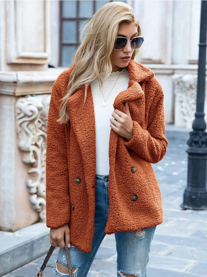 Mailys -  Lamb Fur Collar Teddy Coat