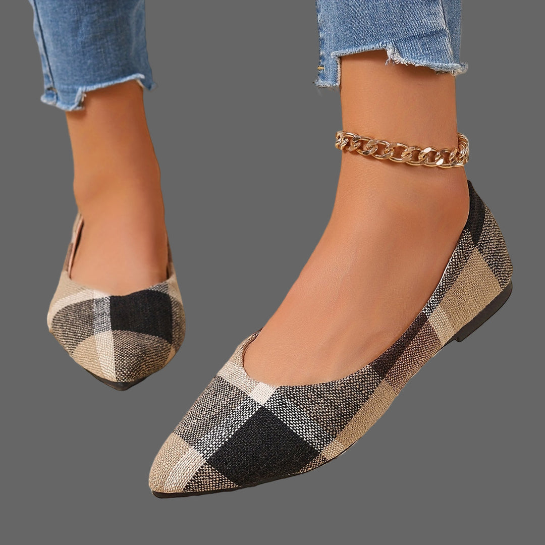 Atiya - Plaid Pointed Toe Flats