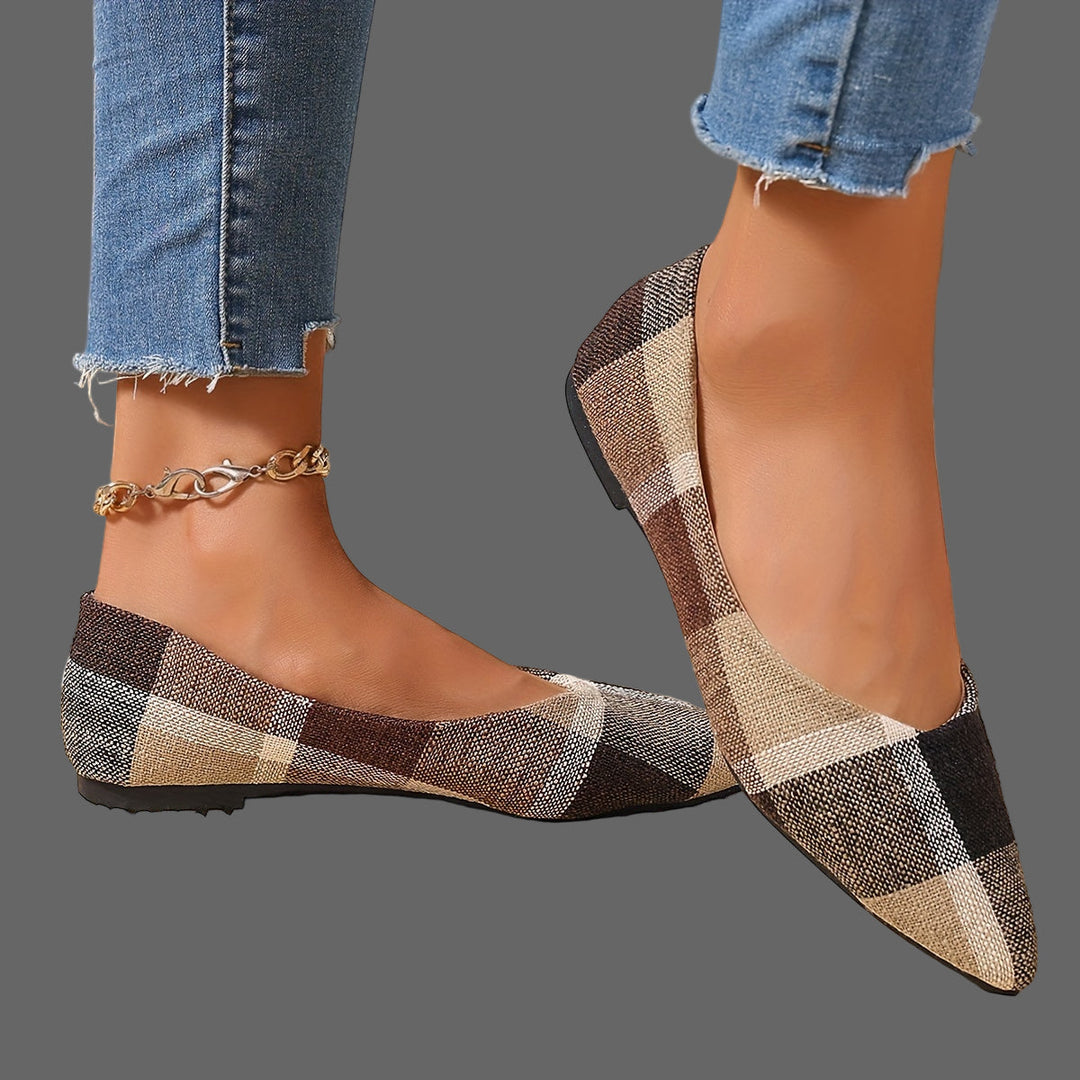 Atiya - Plaid Pointed Toe Flats
