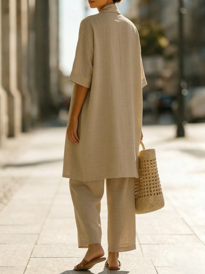 Risteena - Minimalist Linen-Cotton Three-Piece Set