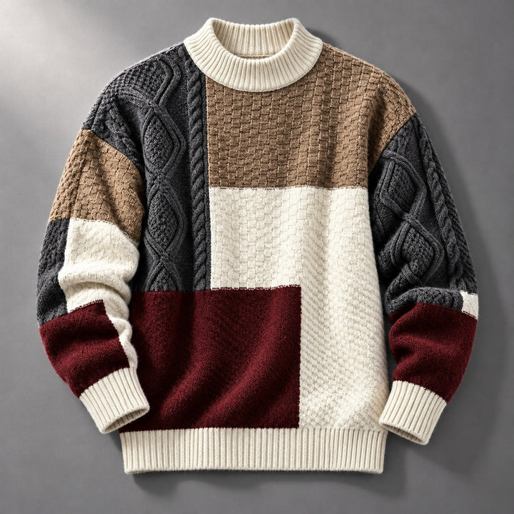 Pascric - Patchwork Cable Knit Sweater