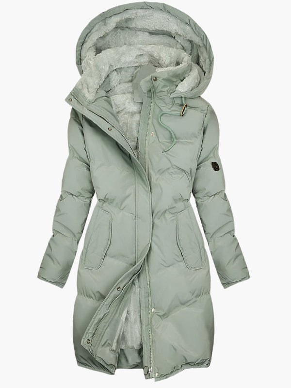 Yvienne - Lined Winter Coat with Hood and Zipper