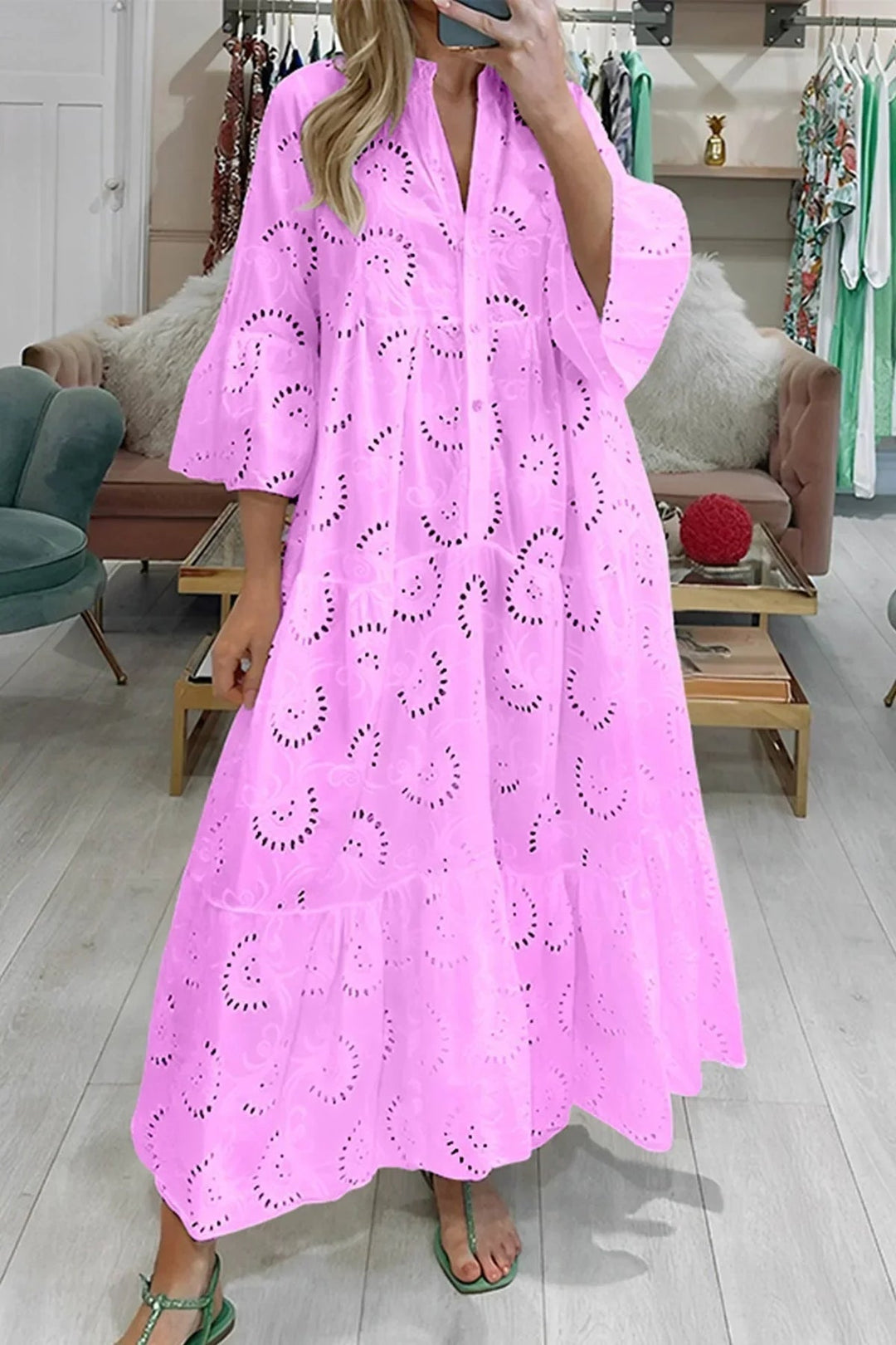 Gilma - Stylish Long Dress With V-Neck