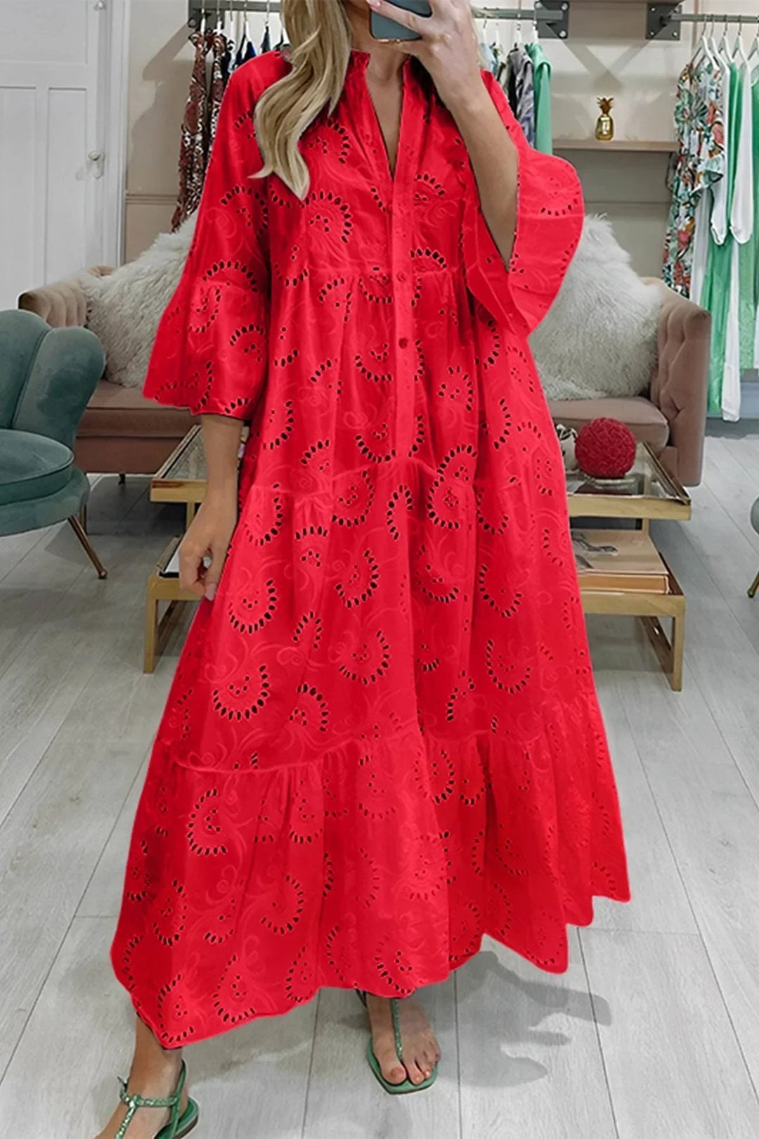 Gilma - Stylish Long Dress With V-Neck