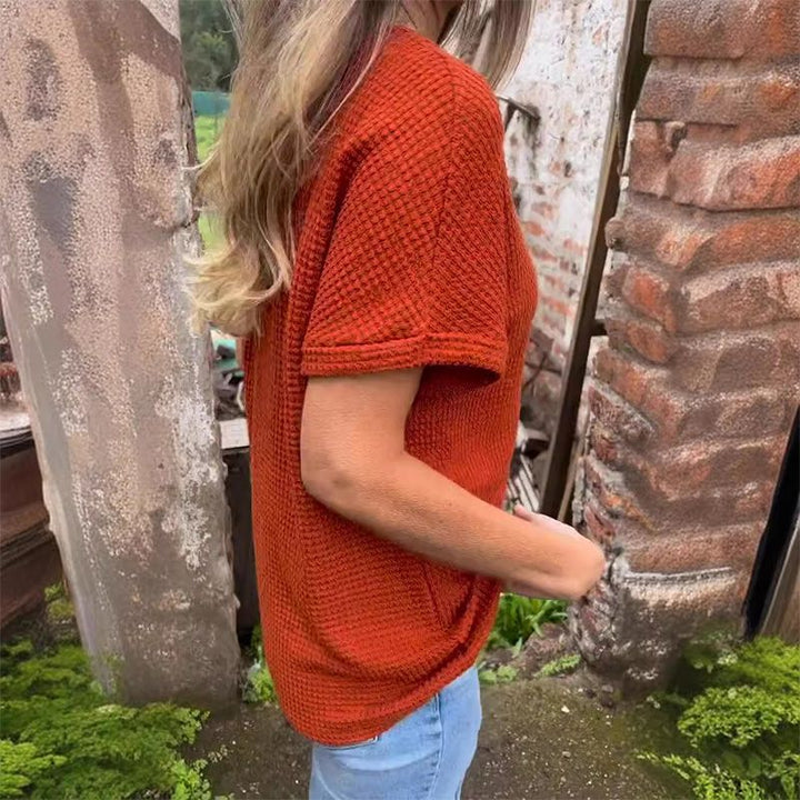 Lindse - Stylish Short Sleeve V-Neck Top