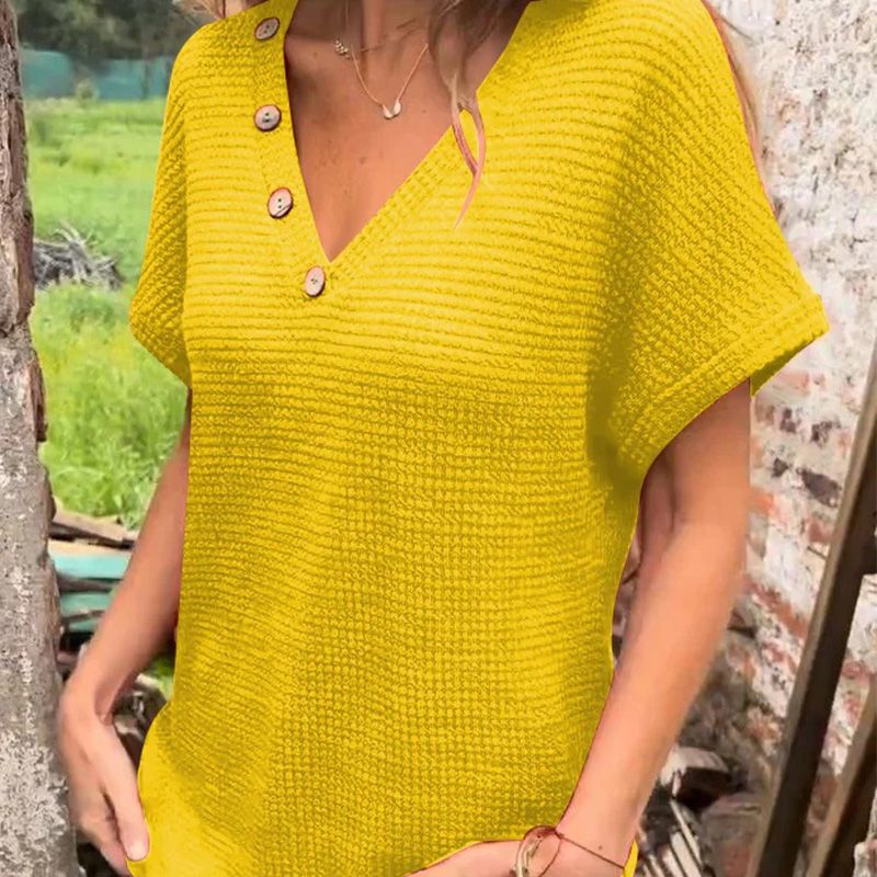 Lindse - Stylish Short Sleeve V-Neck Top