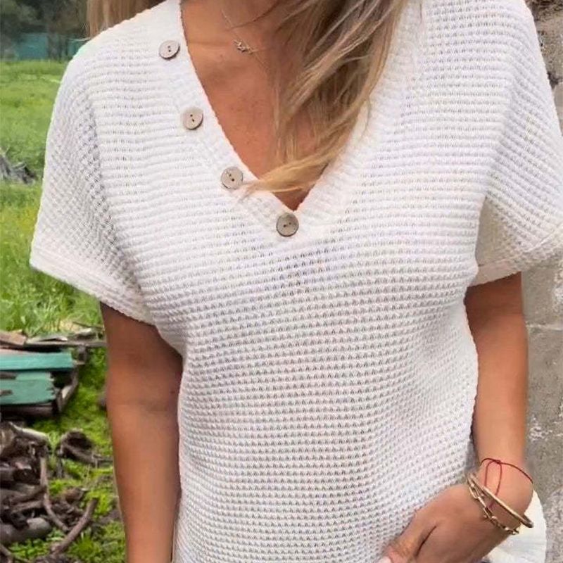 Lindse - Stylish Short Sleeve V-Neck Top
