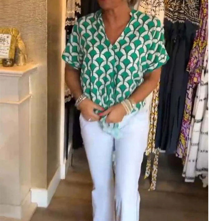 Naskia - Short Sleeve V-Neck Blouse