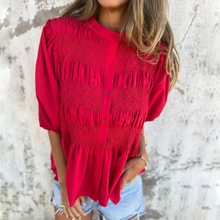 Megan - Puff Sleeve Button Down Blouse