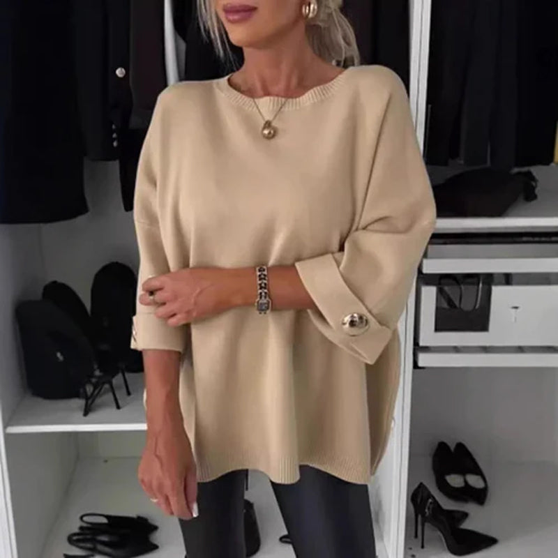 Zelinda - Casual Round Neck Long Sleeve Blouse
