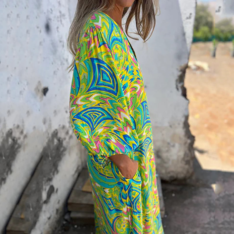 Lowri - Stylish V-neck Maxi Dress With Pockets
