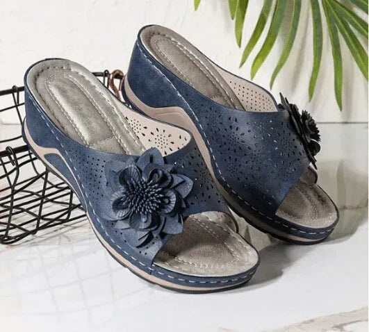 Pieterse - Orthopedic Wedge Sandals Floral Cutout