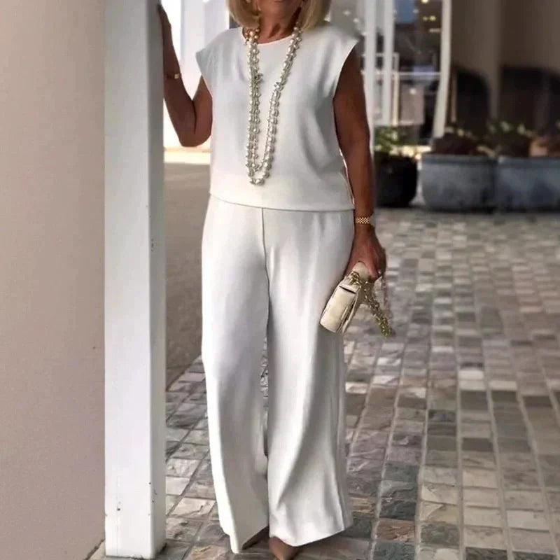 Danelia - Cotton Linen Sleeveless Top And Pants