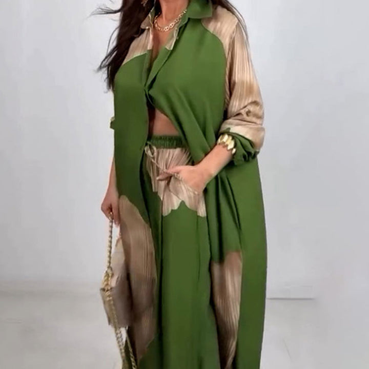 Dionicia - Elegant Button Down Shirt and Drawstring Pant