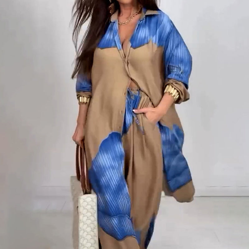 Dionicia - Elegant Button Down Shirt and Drawstring Pant