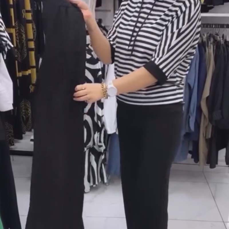 Dwiska - Stripped Top And Solid Pants Set