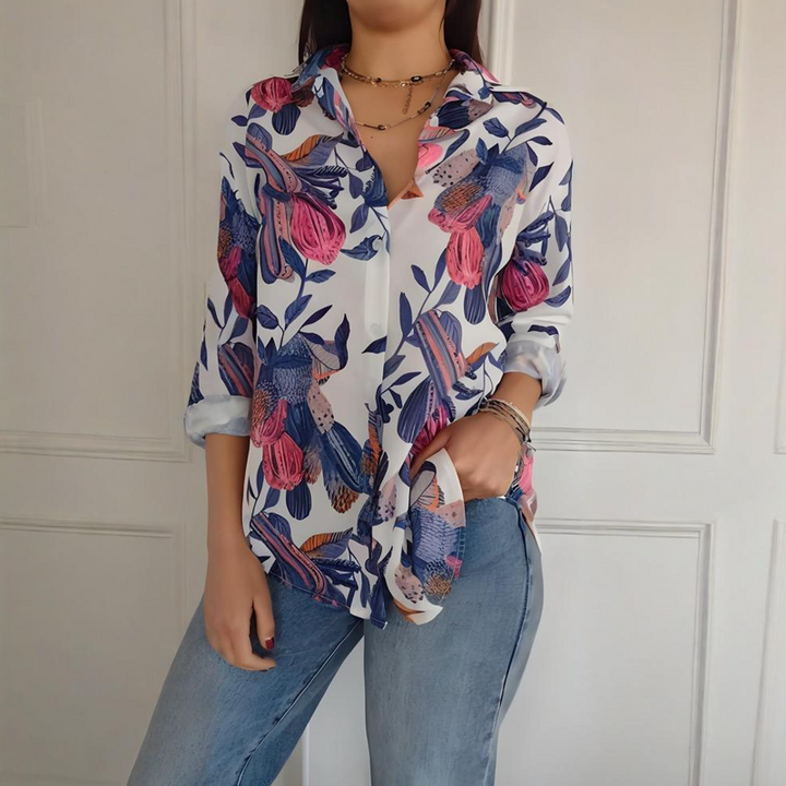 Garner - Stylish Plant Shirt With Flower Print