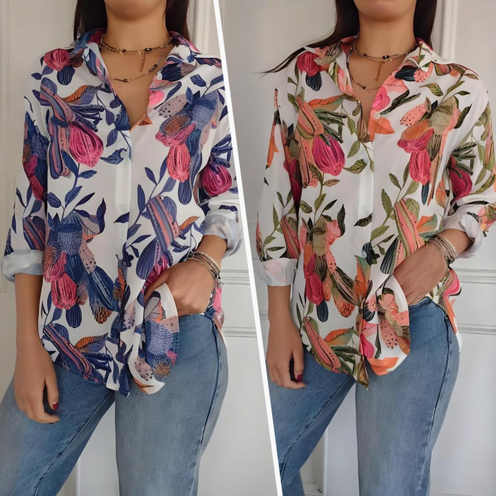 Garner - Stylish Plant Shirt With Flower Print