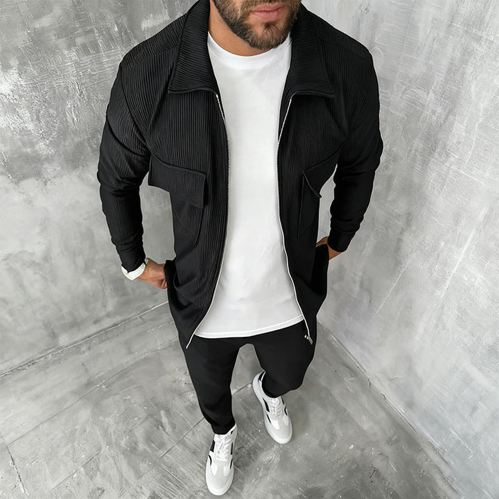 Adonis - Ribbed Zip-Up Jogger Set