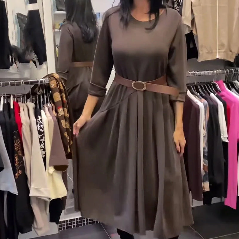 Jorjia - Casual Long Dress with Round Neck