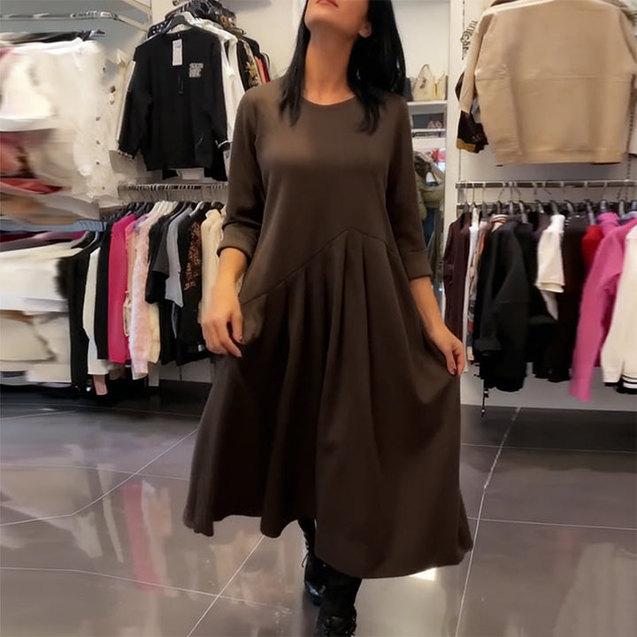 Jorjia - Casual Long Dress with Round Neck