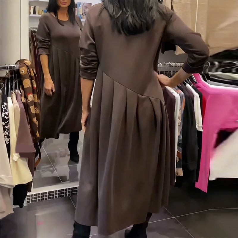 Jorjia - Casual Long Dress with Round Neck