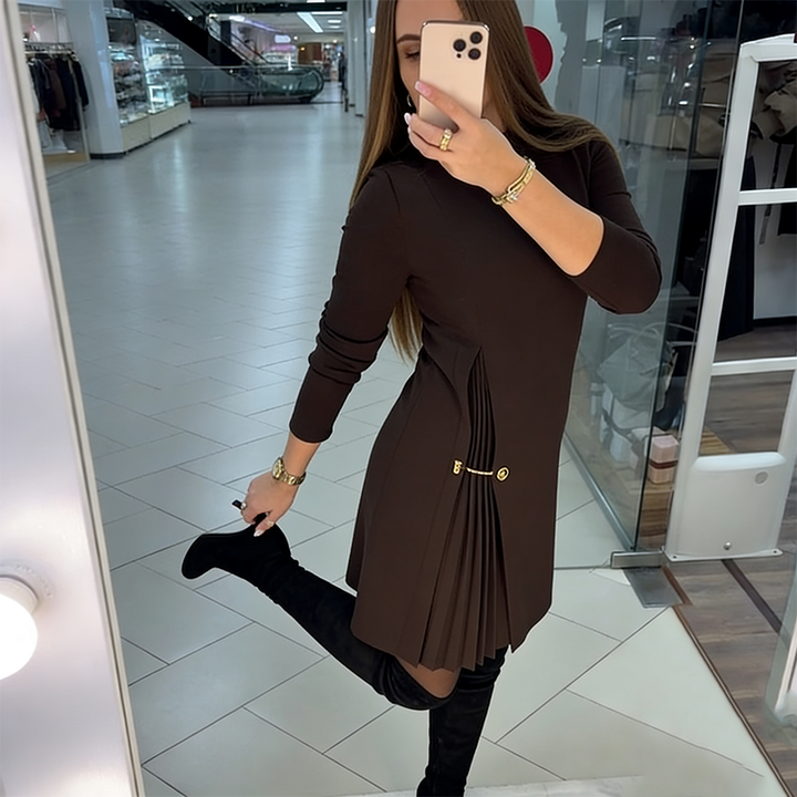Noctura - Long Sleeve Pleated Dress