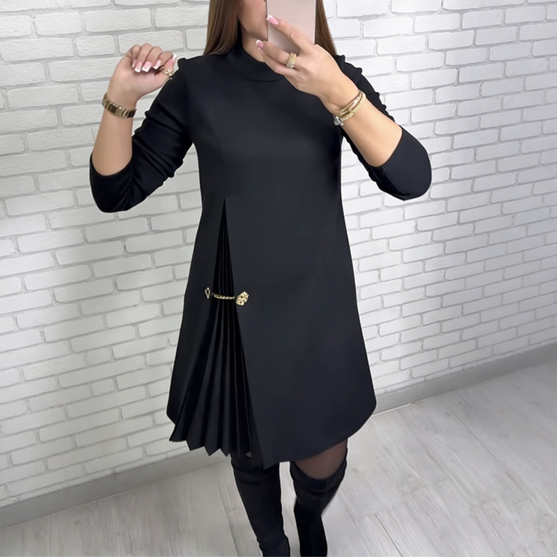 Noctura - Long Sleeve Pleated Dress