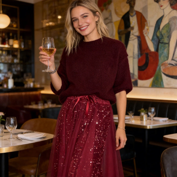 Pnina - Stylish Sparkle Top And Tulle Skirt