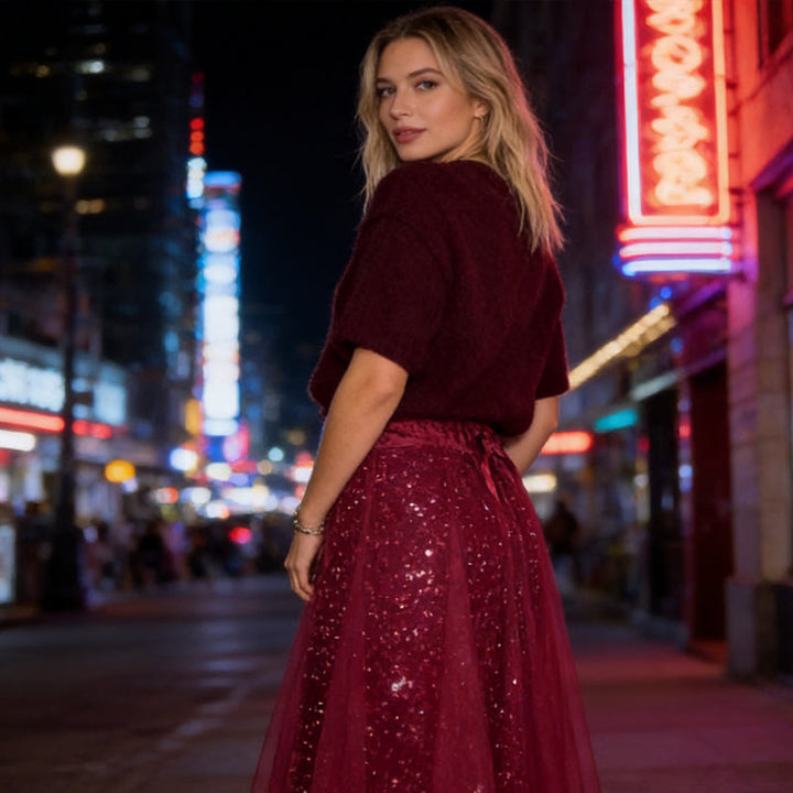 Pnina - Stylish Sparkle Top And Tulle Skirt