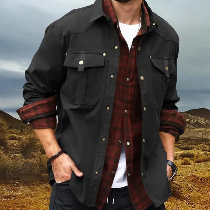 Elkan - Flannel Lined Western Jacket With Snap Button