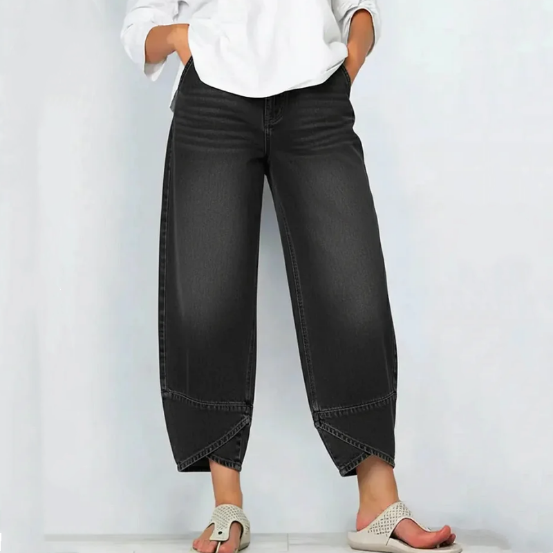 Synira - Casual Wide-Leg Cropped Jeans